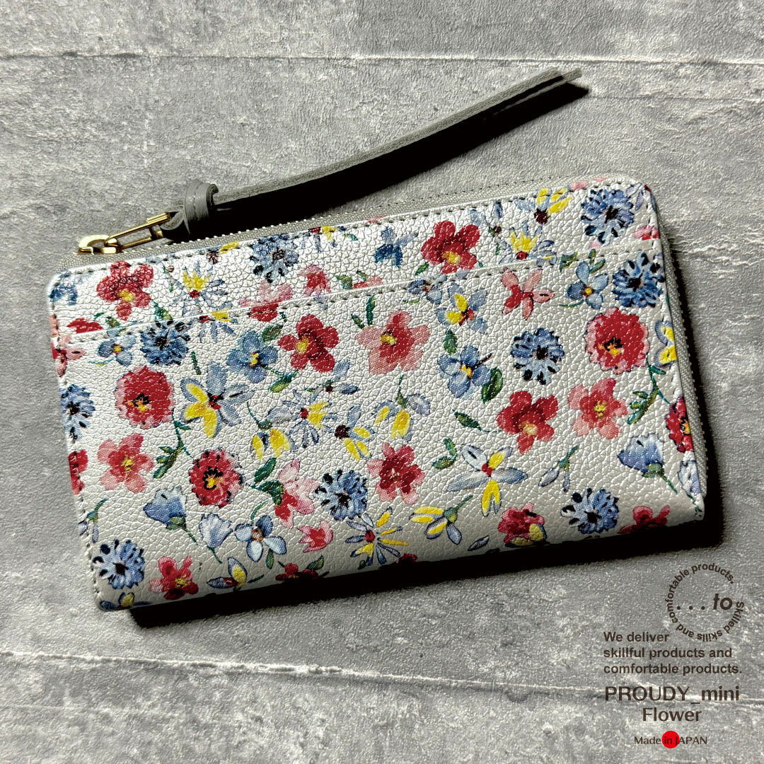 【PROUDY_mini_Flower】「最大20枚のカード」を膨らまずに収納可能。カード20枚が「美しく並ぶ」整う長財布